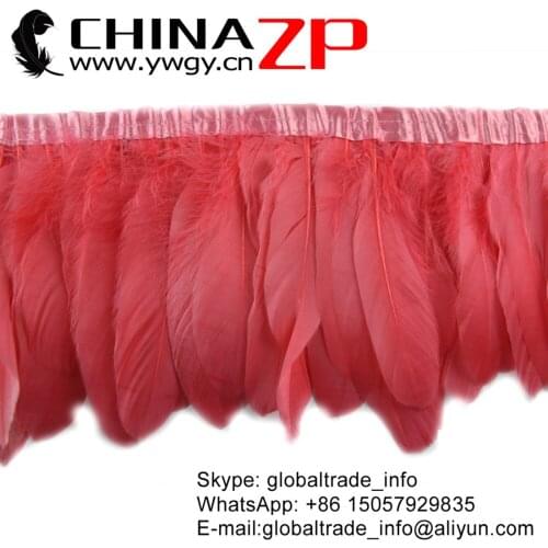 CHINAZP Factory Cheap Wholesale 10yards/lot Good Quality Dyed Watermelon Red Goose Nagoire and Satinettes Feather Fringe Trim