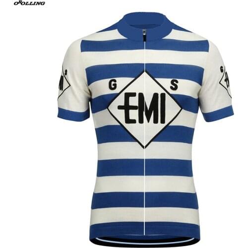 Classical Retro Blue White Lines Team Pro Cycling Jersey Maillot Customized Road Mountain Race Top OROLLING