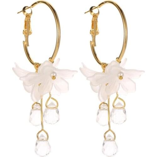 Korean Trend Flower Ear Clip Earrings For Women Creative Water Drop Pendant Crystal Earrings Exquisite Wedding Party Jewelry