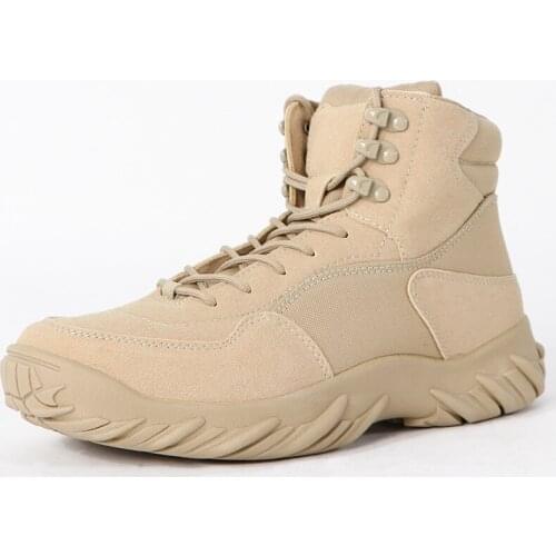 Men Tactical Military Army Boots Breathable Leather Mesh High Top Casual Desert Work Shoes Mens SWAT Ankle Combat Boot Nice