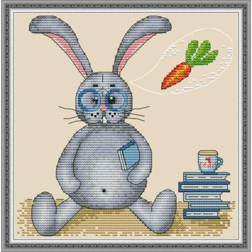 Rabbit eating radish counted printed on the canvas 11CT 14CT DIY kit Cross Stitch embroidery needlework Sets home decor