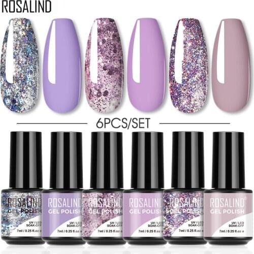 ROSALIND Gel Nail Kit 4/6pcs UV Nail Polish Gel Varnishes 7ml For Manicure Need Cured Base Top Coat Nail Set