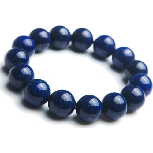 Genuine Natural Lapis Lazuli Women Men Powerful Stretch Charm Round Beads Woman Bracelet Just One 14mm AAAAA