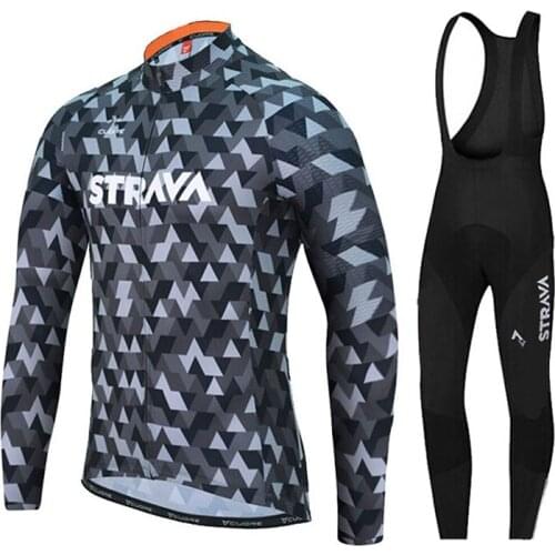 2019 New Long Sleeve Cycling Jersey Bike Long Pants Set Men 19D Gel Cushion Ropa Ciclismo Cycling Wear Geometric Patterns