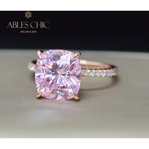 Sterling Silver Solitaire Lab Cushion Kunzite Wedding Ring 5A Zircon Morganite Gemstone Bridal Engagement Rings S2R1S2R0947