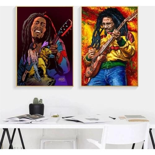 Bob Mariley Legend Reggae Music Cartoon Poster And Prints Canvas Painting On Wall Art Superstar Picture For Room Decoration
