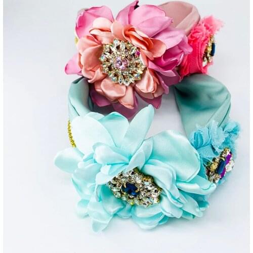 Big Flower Retro style Headband Shiny Rhinestone Snowflake Headband for Women Pearl Wide Brim Headband Hair Accessories