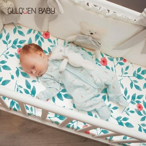 Baby Crib Sheet Soft Crib Fitted Sheet Baby Mattress Cover Cotton Printed Toddler Sheets for Boys Girls (130*70 *22CMCM)