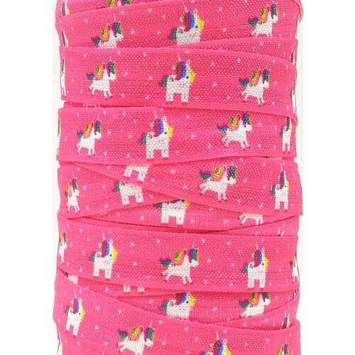 Q&N ribbon wholesale/OEM 5/8inch 16mm 160603011 unicom printed folded over elastic FOE for hairbows free shipping