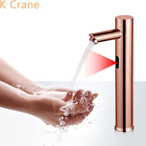 Rose Gold Infrared Motion Sensor Faucet Bathroom Automatic Touchless Tap Smart Inductive Grifo Antique Copper Kraan Black Musluk