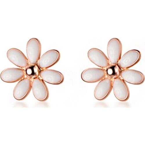 Sweet Small Flower Earrings Cute Girl Sun Flower Stud Earrings 925 Sterling Silver Ear Jewelry