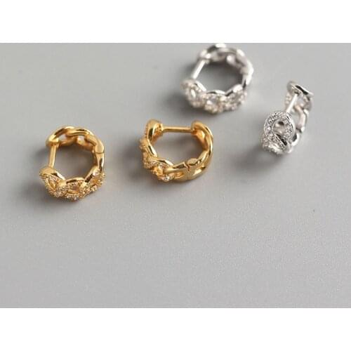 Minar Fashion Gold Silver Color Spark Rhinestone Charm Hoop Earrings for Women Girls Alloy Chain Chunky Earring Cool Jewelry