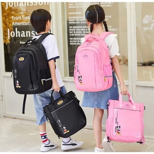 Disney Mickey School Bag For Boys Girls Primary Student Casual Shoulder Backpack Large Capacity Kids Birthday Gifts Mochilars