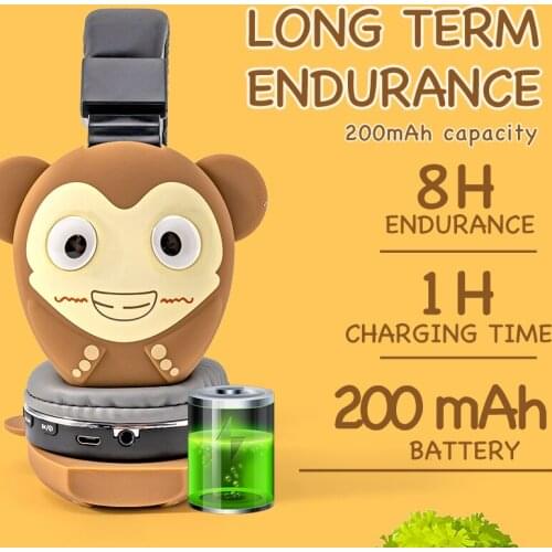 Cartoon Bluetooth 5.0 wireless headset foldable cartoon series LED wireless sports auriculares childrens gift for Xiaomi Huawei