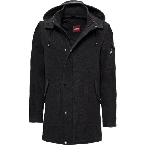 Hooded Cachet Hidden Zippered Dark Grey Coat