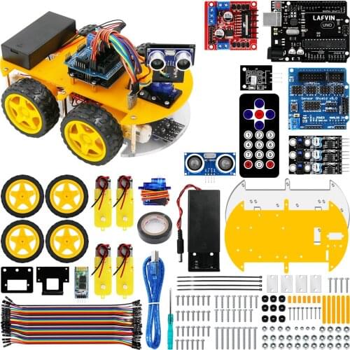 LAFVIN Smart Robot Car Kit for UNO R3 for Arduino with Ultrasonic Sensor, Bluetooth Module, IR Control, Line Tracking, Tutorial