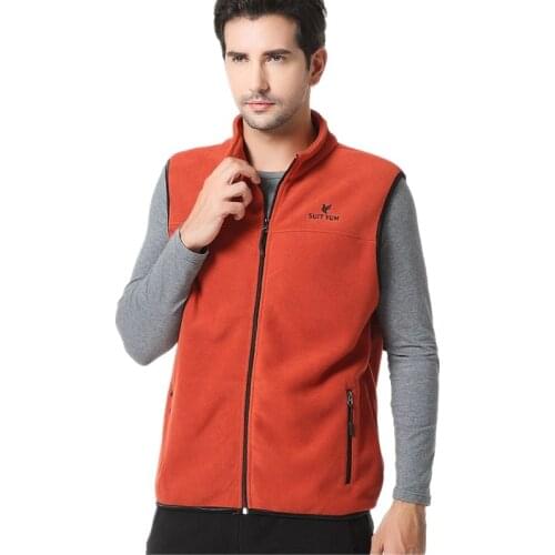 Men Autumn Winter Fleece Vest Plus Velvet Warm Thick Cardigan Waistcoat Tops Outdoor Thermal Climbing Sports Fishing Hiking Vest