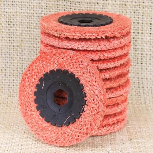 1 PCS Stainless Steel Polishing Wheel Small Hemp Wheel 4 Inch Plastic Core Polishing Pad Buffing Pad Grinding Disc Random Color