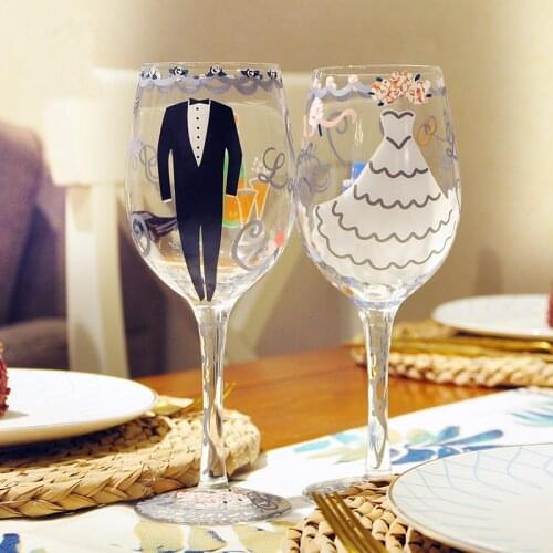 2PCS/ Pair Wedding Decoration Marriage Bride And Groom Wine Cups Champagne Glasses Cup Party New Year Ornaments Gifts