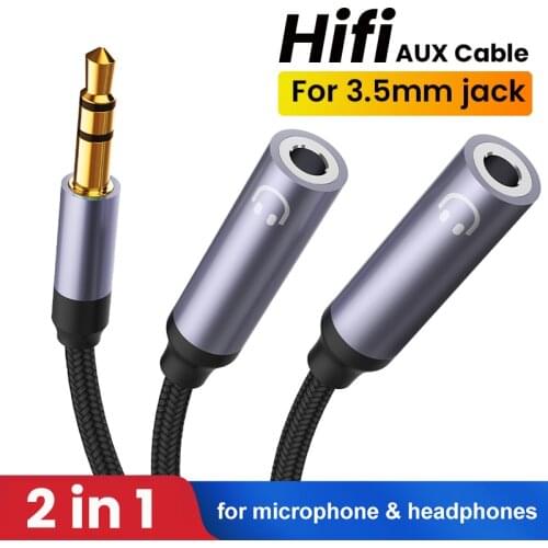 2 in 1 Jack 3.5 Audio Cable 3.5mm Speaker Line Aux Cable for Huawei Samsung Galaxy s8 Car Headphone Xiaomi Redmi 4x Audio Jack