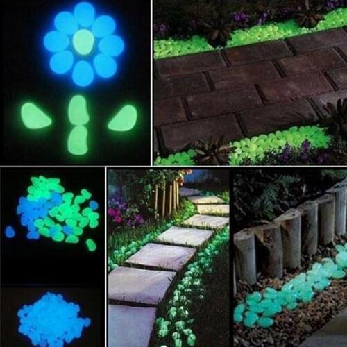 200Pcs Glow Rocks Geometric Shape Glow in Dark Multi-Color Flower Pots Color Stones for Walkways