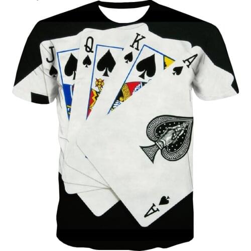 3d Tshirt Playing Cards T-shirt Men Black Shirt Print Novel Anime Clothes Harajuku Tshirt Printed Short Sleeve Hip hop Fashion
