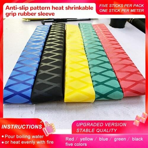 5PCS Fishing Rod Pattern Heat Shrinkable Tube Cross Reticulated Tube Racquet Handle Heat Shrinkable Tube