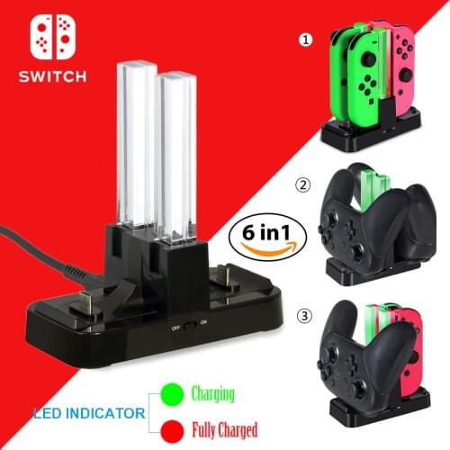 Nintend Switch NS Joy-Con & Dual Pro Controller Charger Nintendos USB Charging Dock Station with LED Indicator for Nintendo NX
