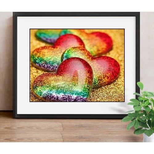 Diamond Embroidery Colorful Heart 5D Diamond Painting Cross Stitch Cartoon Picture Of Rhinestones Home Decor