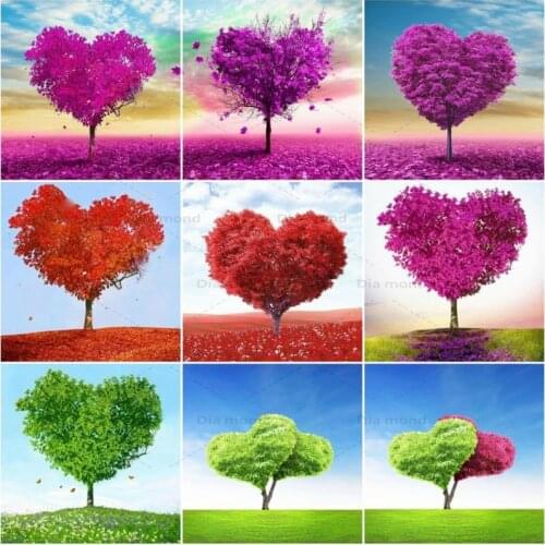 Diamond Painting Tree Cross Stitch Full Drill Diamond Embroidery Landscape Heart Tree Mosaic Rhinestones Handmade Home Decor