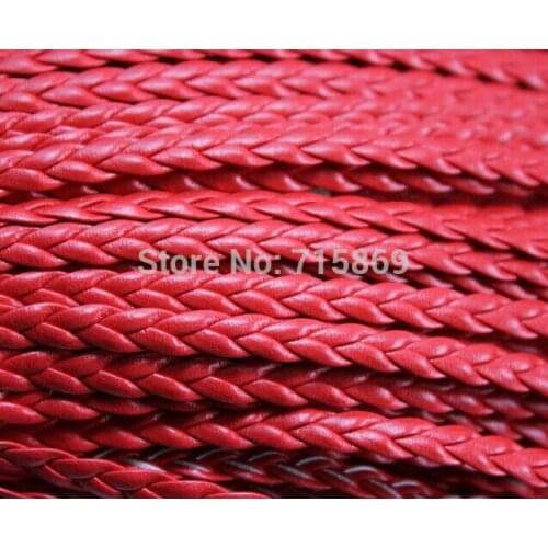 Free Ship 100Meters 5mm Red Color Braid Faux leather Cord synthetic leather Cord