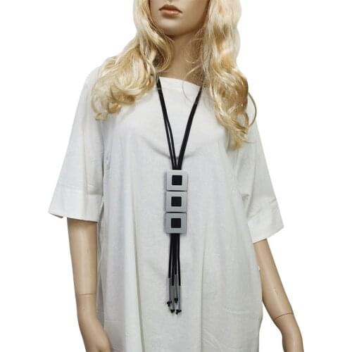 YD&YDBZ Long Pendant Necklaces For Women Statement Rubber Necklace Jewelry Clothes Accoessories Square Pendants Jewellery Gift