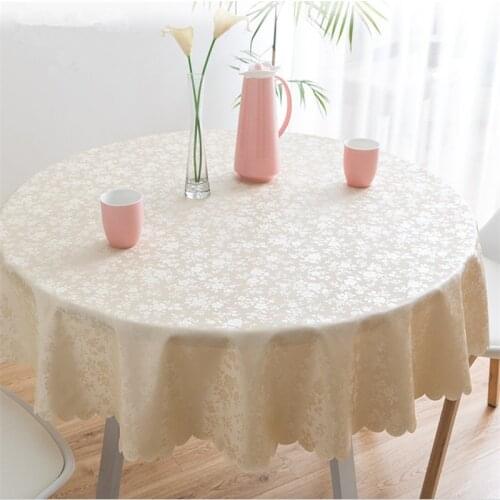 Home Kitchen Dinning Decor Party Luxury Round Table Cloth Top Damask Jacquard Tablecloth Waterproof Dining Table Cover Mat