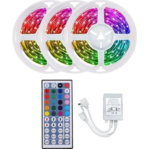 15M 3528 RGB LED Strip Light 900LEDs Flexible LED Light Strip with 44 Key Remote for Halloween Christmas Bedroom