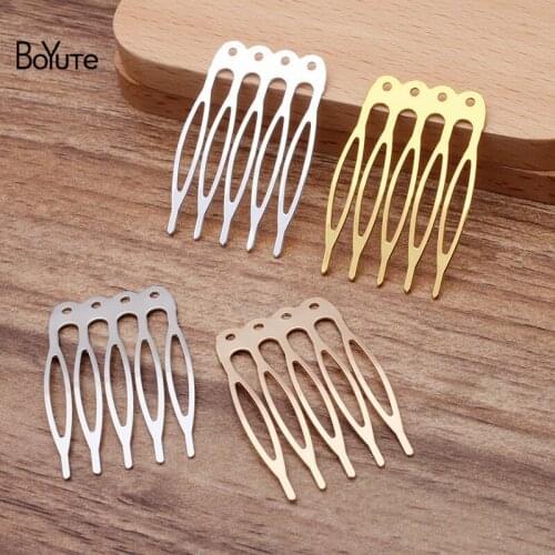 BoYuTe (100 Pieces/Lot) 16*40MM Metal Iron 5 Teeth Hair Comb with 4 Holes Diy Hair Jewelry Accessories Handmade Materials