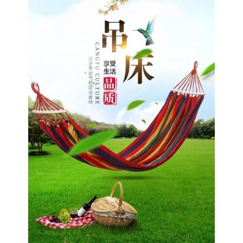 Travel Camping Single Double Rainbow Stripes Canvas Cotton Adult Swing Children Leisure Hammock Outdoor Hammock Chair