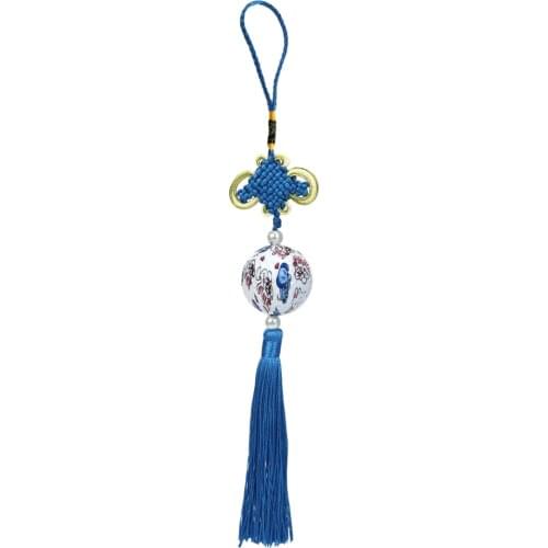 Chinese Knot Tassel Car Rear View Mirror Backpack Home Hanging Pendant Decor with Mini Golf Ball