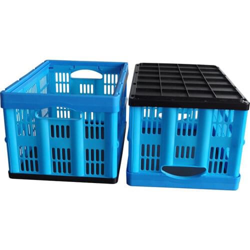 4 Pcs/set 56L Kitchen Food Home Office Files Storage Basket Magazine Portable Travel Plastic Organizer Folding Box Bins with Lid