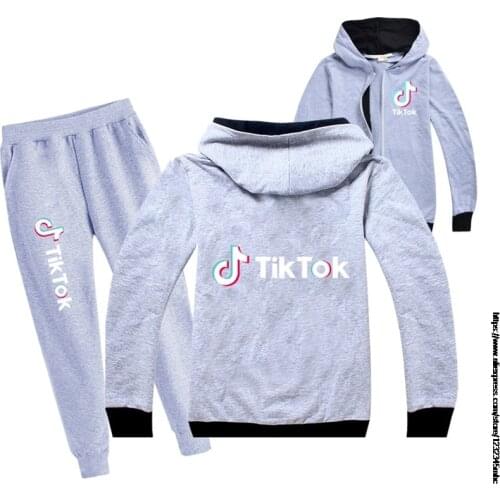 5-14 Yrs Tik Tok Girls Boys Suit Fall Winter Baby Clothing Thin Jacket+Pant 2Pcs Sets Kids Cotton Casual Tracksuits
