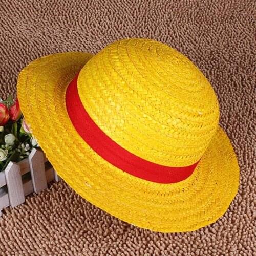 Creative Cosplay Cartoon Props Hat Luffy Anime Straw Boater Beach Strawhat Halloween Gift For Boy Girl Children
