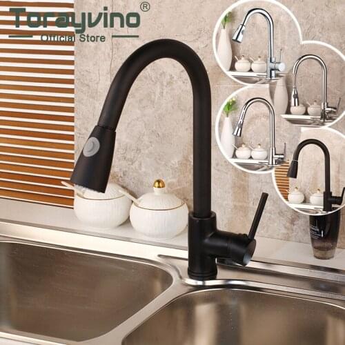Kitchen Faucet Pull Out 360 Swivel Chrome Polished Black Nickel Brush Basin Faucet Stream Spray Water Rotated Mixer Tap