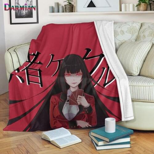 DARMIAN Cool Kakegurui Anime Girls Design Summer Plush Fleece Blanket Bedding Lining Air Conditioning Warm Nap Sherpa Blankets