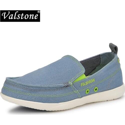 Valstone Casual Men Canvas Loafers Non-leather Fashion Shoes for Men Hot Sale Non-slip Male Footwear for Summer Gray Blue 2021