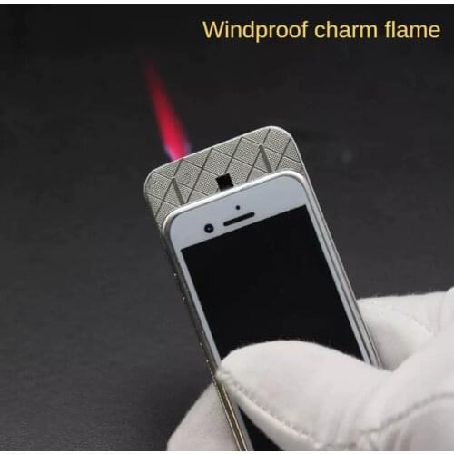 Mini jet Turbo torch red flame Butane inflatable gas cigarette lighter Classic Phone Windproof Sliding Off igniter women gift