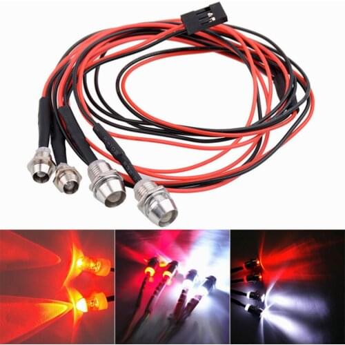 RC 1:10 Model Car LED light Night 2pc 5mm & 2pc 3mm headlamps headlights Futab