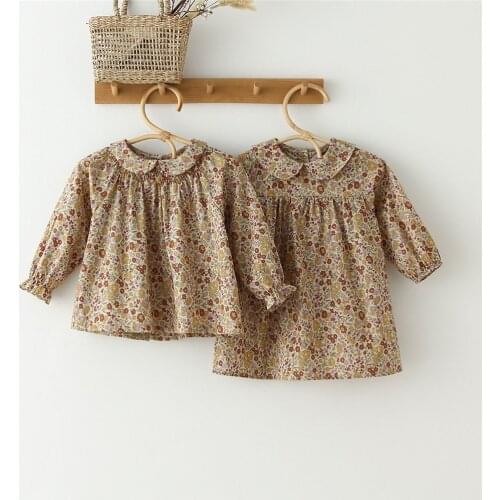 Fashion Baby Girl Dress Kids Clothes For Girls Long Sleeves Floral Blouse Dress For Girls Spring Summer Kids Dress For 0-6Y