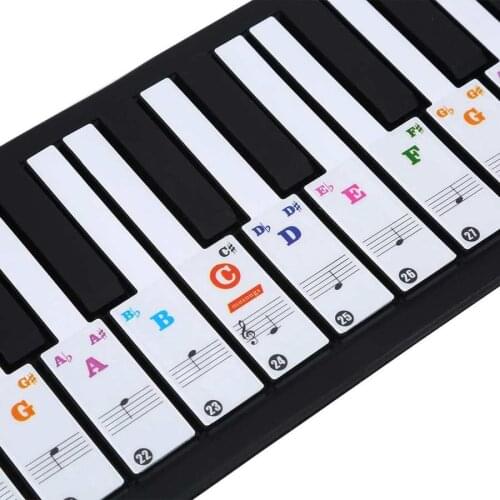 PVC Removable Piano Keyboard Music Note Stickers (for 66/88 keys) Color Piano Letter Notes Stickers Piano Spectrum Sticker