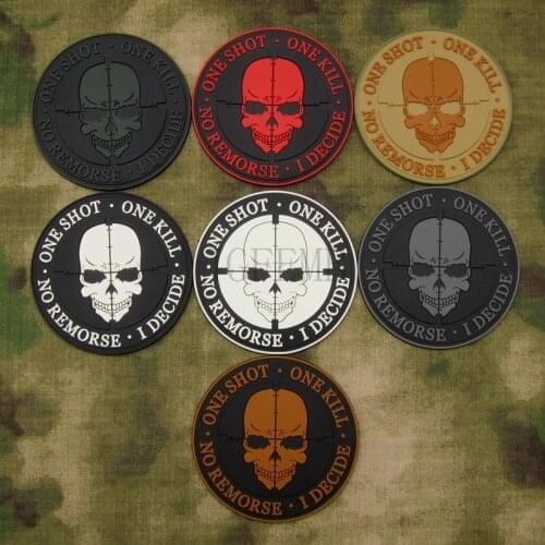 Sniper ONE SHOT ONE KILL NO REMORSE I DECIDE Tactical military morale 3D PVC patch