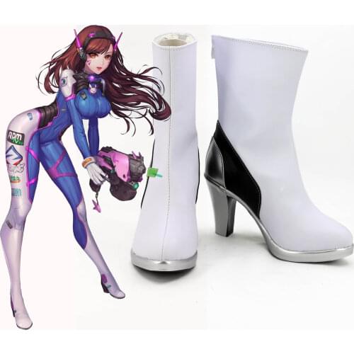 OW D.VA Cosplay Shoes DVA Shoes Boots Cosplay White Shoes For Adult Women Girls