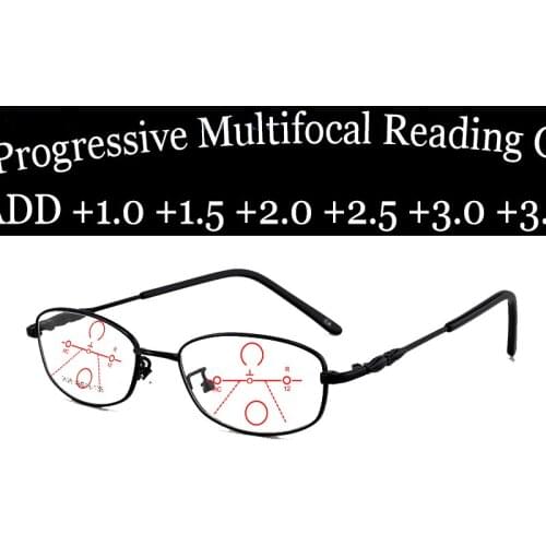 Titanium Anti Blu Light Ultralight Progressive Multifocal Reading Glasses for Business Women+1.0 +1.5 +1.75 +2.0 +2.5 +3 +3.5 +4